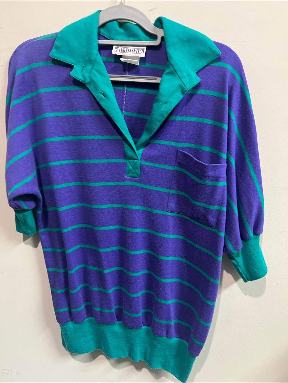Esther Williams Purple & Teal Striped Polo Tee